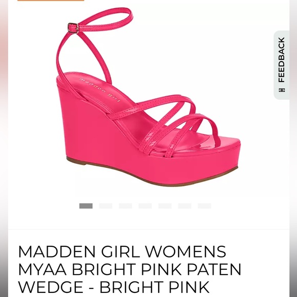 Madden Girl Shoes - Womens Madden Girl Bright Pink Paten Wedge Size 10
